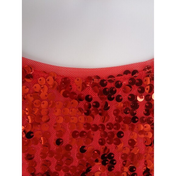 Boston Proper Red Sequin Cold Shoulder Top Size Medium Party Holiday Cocktail - Picture 11 of 15